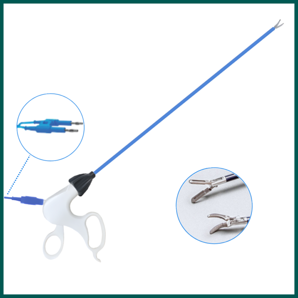 Pinza laparoscopia con mandibula curva y grassping